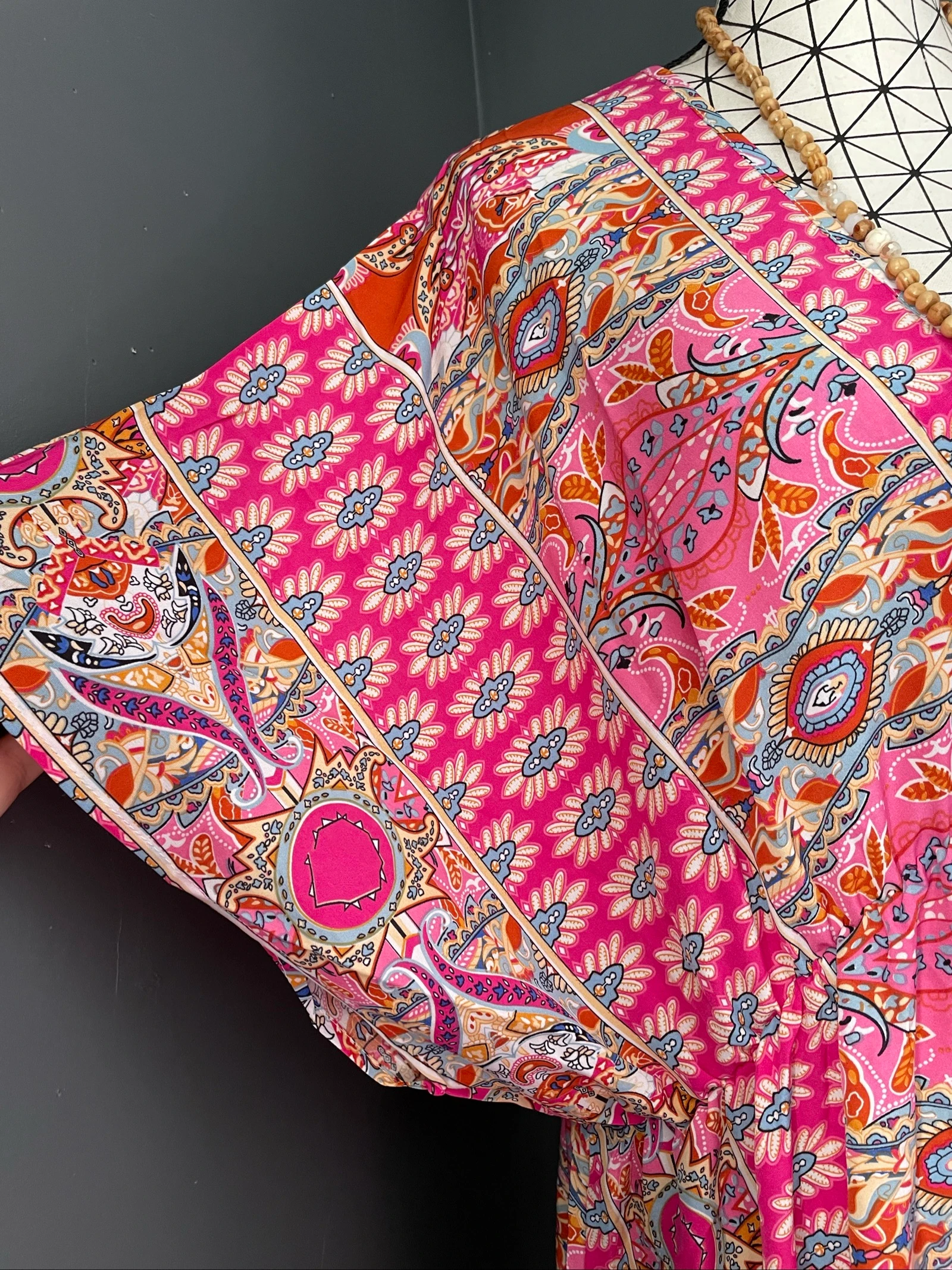 💖 vestido largo multicolor abstracto talla grande 58 fluido bohemio oversize colorido 💖 – photo 3